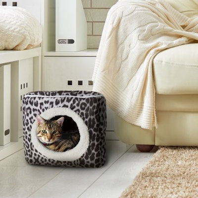 Trademark Global Games Cat Pet Bed Cave- Indoor Enclosed Covered Cavern/House for Cats Kittens and Small Pets with Removable Cushion Pad by PETMAKER