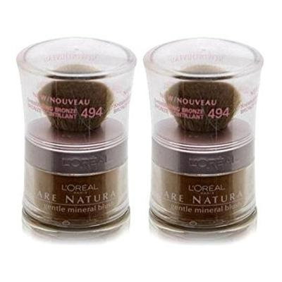 L'Oreal Bare Naturale Gentle Mineral Blush #494 Shimmering Bronze (Qty, of 2 Full Size Jars)