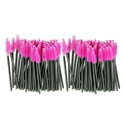 Eyelash Brush,Rucan 100pcs/lot make up brush Pink synthetic fiber One-Off Disposable Eyelash Brush
