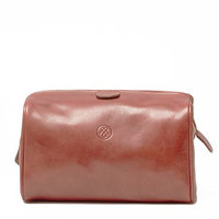 Maxwell-Scott® Premium Quality Tan Handmade Italian Full Grain Leather Mens Wash Bag (The DunoM)