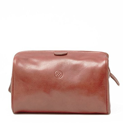 Maxwell-Scott® Premium Quality Tan Handmade Italian Full Grain Leather Mens Wash Bag (The DunoM)
