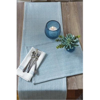 Split P 3518-012LB Herringbone Table Runner Blue Mist