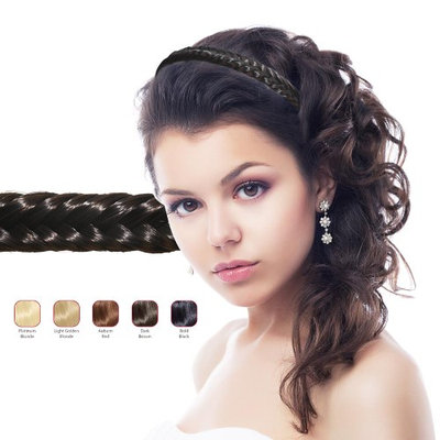 Hollywood Hair Fish Tail Braid Headband - Bold Black