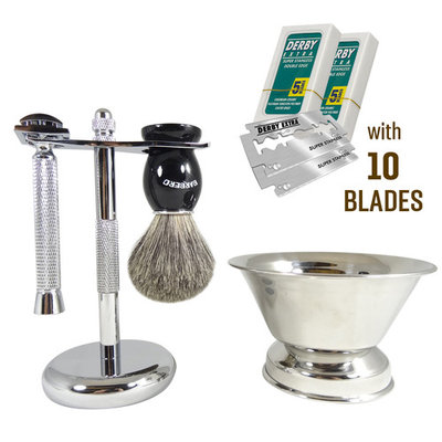 Barbero Shaving Kit with Shave Bowl & 10 Free Blades