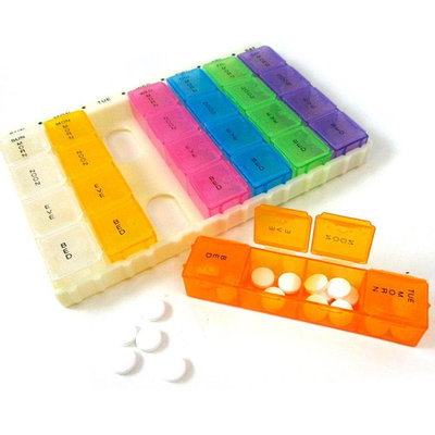Ghtn Weekly Pill Box AM PM Medicine Storage 7 Day Organizer Vitamin Tablet Holder New