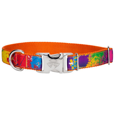 Country Brook Design® Premium Paint Splatter Ribbon on Orange Dog Collar