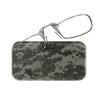 ThinOptics Reading Glasses + Universal Pod Case | Camouflage Collection, Digital Grey, 2.00 Strength