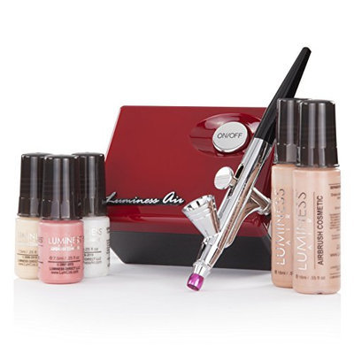 Luminess Air Red & Black Legend Airbrush System with 5 Piece Deluxe Airbrush Foundation & Cosmetic Starter Kit