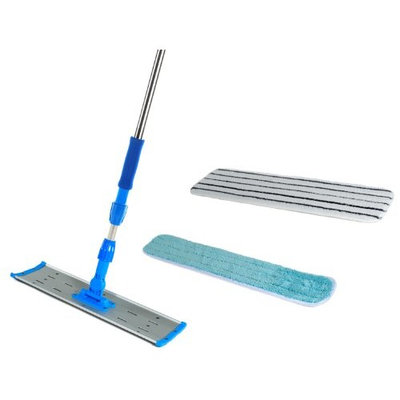 24 inch Microfiber Mop Stainless Steel Heavy Duty Concave Commercial Mop Kit with 2 Pads and a Mop Pad Finish Tool