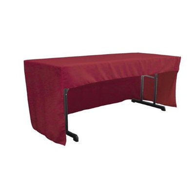 LA Linen TCpop-OB-fit-96x30x30-CranberryP28 2.26 lbs Open Back Polyester Poplin Fitted Tablecloth Cranberry