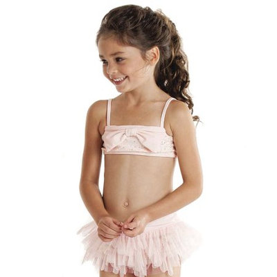 Biscotti Kate Mack Little Girls Pink Sequin Bow Ruffle UV Protection 2 Pc Swimsuit 2T