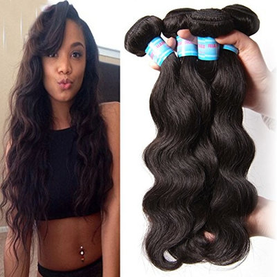 Jolia Hair 7a Grade Brazilian Virgin Hair Bundles Body Wave Ombre Brazilian Hair Weaves 3 Bundles 16 16 18inch Pack of 3#1b/4/27 Human Hair Weaves No Shedding and Tangle Free