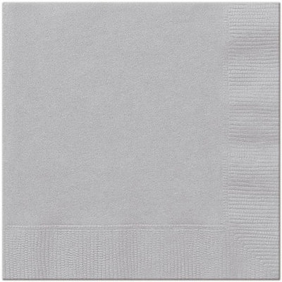 CPC B1313S Silver Disposable 2-Ply 1 by 4 Fold Lunch Party Napkins, Case of 600 - 12 Case of 50