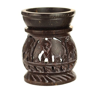 Oil Diffuser - Natural Soapstone Oil Burner Round Elephant 3.25