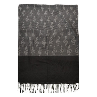 Treble Clef Pashmina Style Scarf (black)