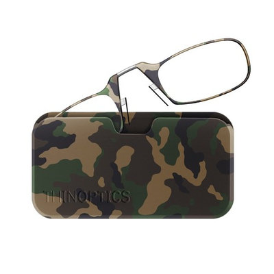 ThinOptics Reading Glasses + Universal Pod Case | Camouflage Collection, Classic Woodland, 2.00 Strength