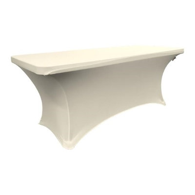 LA Linen TCSpandex96x30x30-IvoryX25 Rectangular Spandex Tablecloth Ivory - 96 x 30 x 30 in.