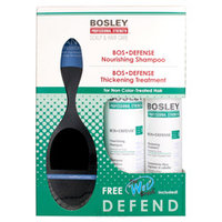 Bosley Professional Strength Bos Defense Starter Pack for Non Color-Treated Hair w/Wet Brush 3 piece