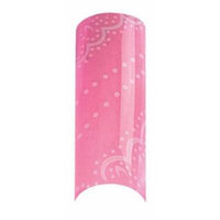 Cala Airbrushed Nail Tips Set Pink & White Dots 87762 + Aviva Nail File+ Nail Glue