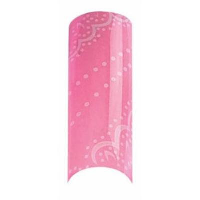 Cala Airbrushed Nail Tips Set Pink & White Dots 87762 + Aviva Nail File+ Nail Glue