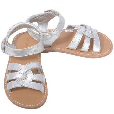 L'Amour Silver Woven Strap Summer Sandals Little Girls 11-4