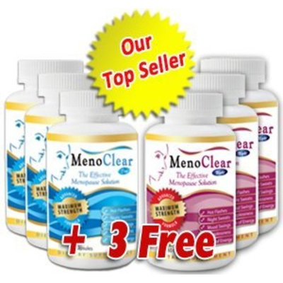 Menoclear Day & Night - Menopause Supplement Relieves Hot Flashes, Night Sweats, Mood Swings & Hormonal Balance - Maximum Strength 6 Bottles - Safe and 100% Natural