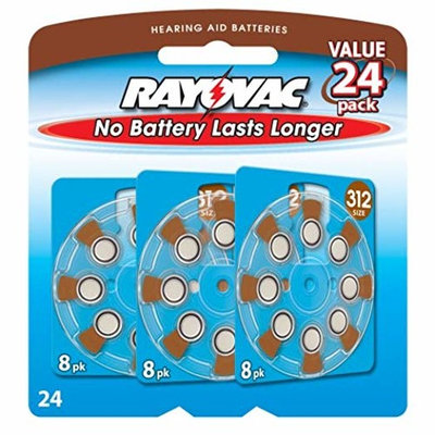 Rayovac Hearing Aid Batteries, Size 312, 24-Count Packages (Pack of 2)