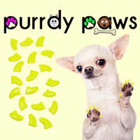 Purrdy Paws Soft Nail Caps for Dogs 40pk - Neon Yellow XXL