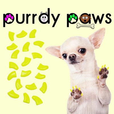 Purrdy Paws Soft Nail Caps for Dogs 40pk - Neon Yellow XXL