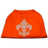 Ahi Silver Fleur de Lis Rhinestone Shirts Orange XS (8)