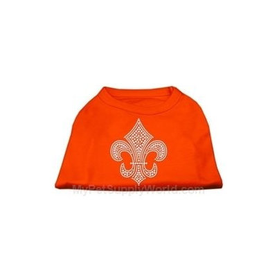 Ahi Silver Fleur de Lis Rhinestone Shirts Orange XS (8)