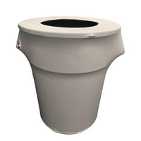 LA Linen SpandexCover55G-GrayLgtX41 Stretch Spandex Trash Can Cover 55 gal Round Light Gray
