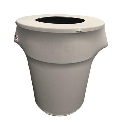 LA Linen SpandexCover55G-GrayLgtX41 Stretch Spandex Trash Can Cover 55 gal Round Light Gray