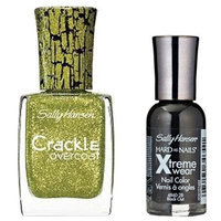Sally Hansen Xtreme Wear Black Out and Crackle Overcoat Sage Smash