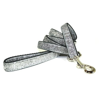 Sophisticated Pup Celebri-Pup Glitter Dog Leash, 3/4-Inch by 5-Feet, Silver
