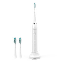 Electric Toothbrush Set Ultrasonic Portable with Smart Timer - 3 Replacement Heads - Wireless Charger Holder Cordless for Men Adult Boy (No Adapter) -Black