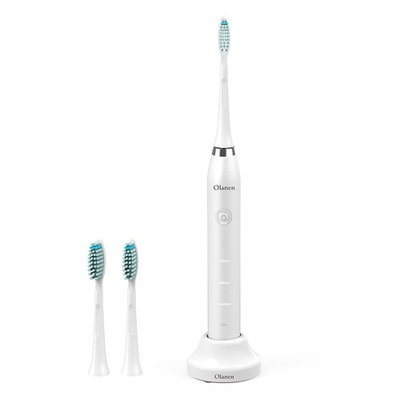 Electric Toothbrush Set Ultrasonic Portable with Smart Timer - 3 Replacement Heads - Wireless Charger Holder Cordless for Men Adult Boy (No Adapter) -Black