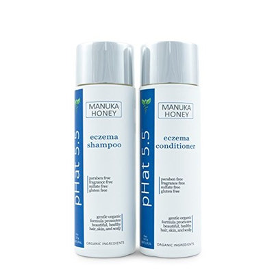Eczema Shampoo and Conditioner Set by pHat 5.5 (8 oz) Organic Natural Ingredients are Safe for Sensitive Skin and Hair Care Products