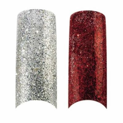 Bundle - 3 Items : Cala X2 Pack of 100 Silver & Red Glitter Professional Nail Tips (87821,87825) + Aviva Nail Kit
