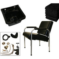 LCL Beauty Shampoo Package: Autorecline Shampoo Chair & Durable ABS Plastic Shampoo Bowl