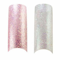 Bundle - 3 Items : Cala X2 Pack of 100 Ice Pink & Clear Glitter Professional Nail Tips (87824,87827) + Free Aviva Nail Kit