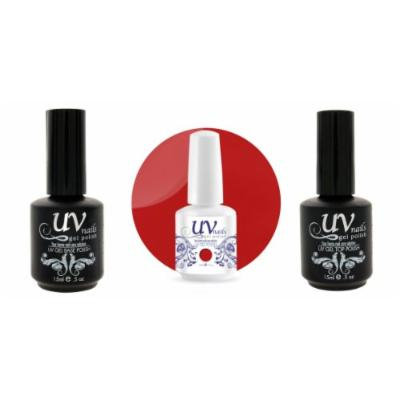UV-Nails Soak-Off Gel Rockin' Rouge G41+Base & Top Coat+Aviva Nail Buffer & File