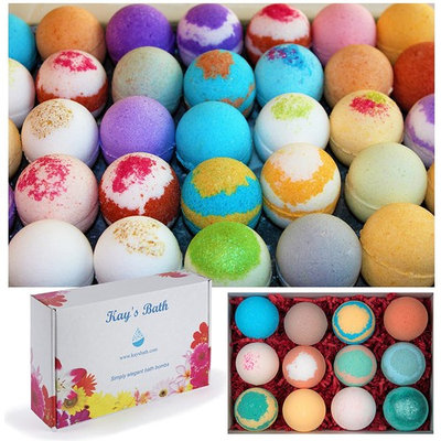 Kay's Bath Bombs Gift Set Fizzies - 12 Pack - Individually Wrapped Assorted Scents - Made in USA - Shea & Mango Butter, Essential and Fragrance Oils for Moisturizing Dry Skin - Lush Bath Salts
