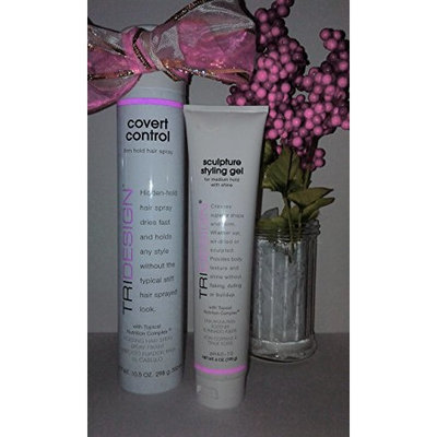 (1) TriDesign covert Contol Firm Hold Hairspray - 10.5 oz & (1) TriDesign Sculpture Styling Gel - 6 oz - Great Holiday Set!: Beauty