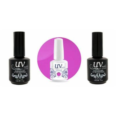 UV-Nails Soak-Off Gel Polish Neon Gypsy Glow NE-7 +Base & Top Coat+Aviva Nail Buffer & File