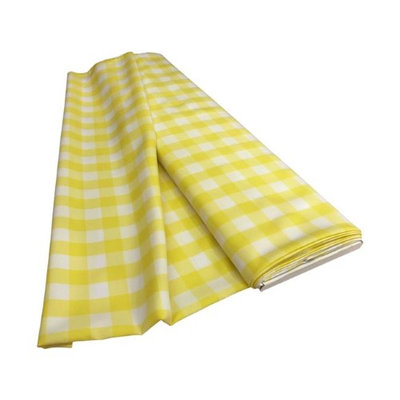 LA Linen CheckBolt-5Yrd-LghtYellowK99 5 Yards Gingham Checkered Flat Fold White & Light Yellow