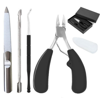 Loobani Professional Toenail Clippers Kit for Thick and Ingrown Toenails, Precision Pedicure Tools Toenail Cutters with Ritzy Case, Set of 4