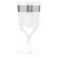 Decor Elegant Disposable Premium Heavy Weight Wine Cups, Inspiration Silver & Clear, 40 Count