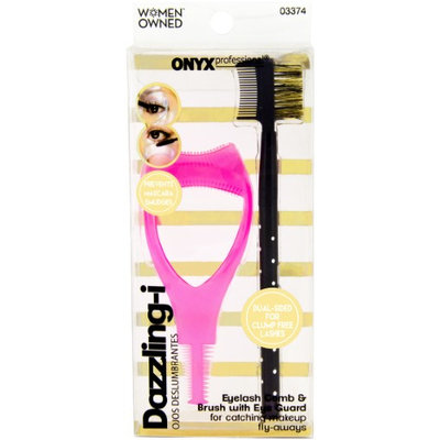 Onyx Professional Eyelash Comb and Brow Brush with Dual Sided Eye Guard