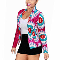 Women Dashiki Long Sleeve Fashion African Print Dashiki Short Casual Open Front Jacket